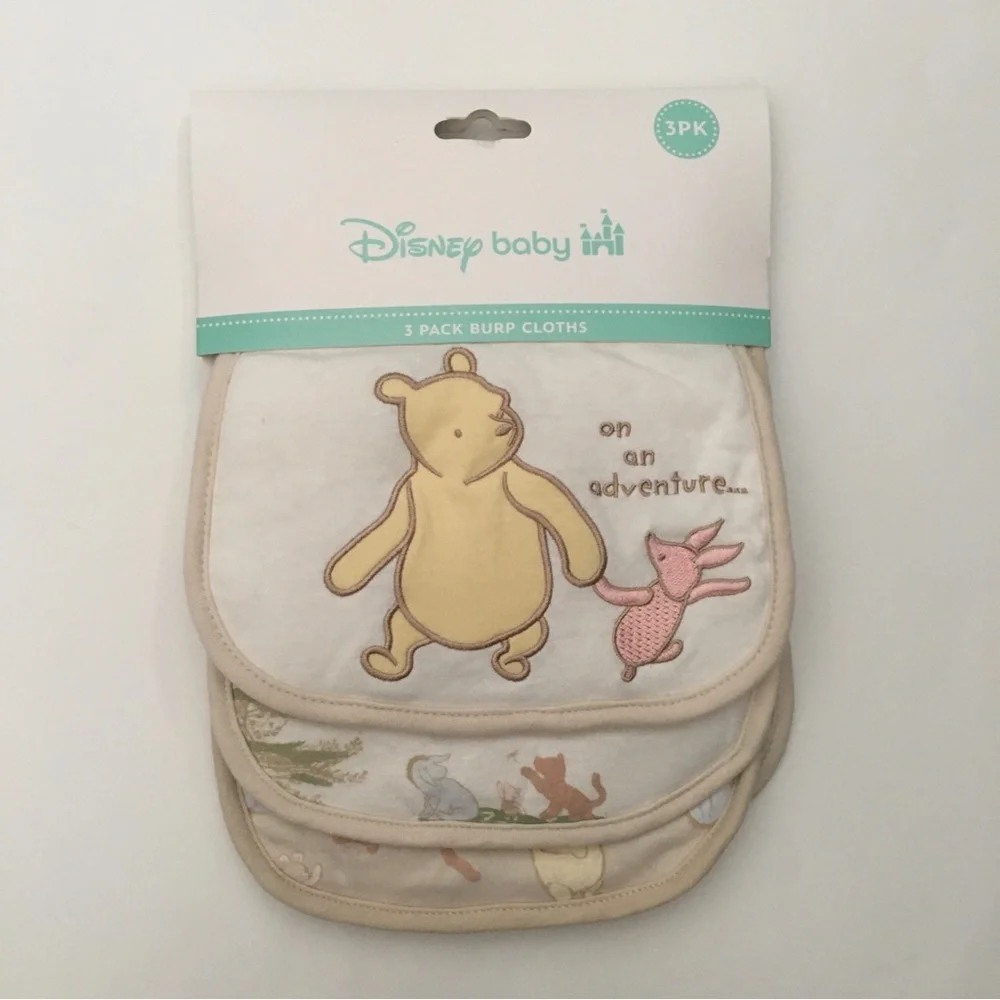 Burp Cloths 3 pack Winnie the Pooh Theme NEW | Disney Baby